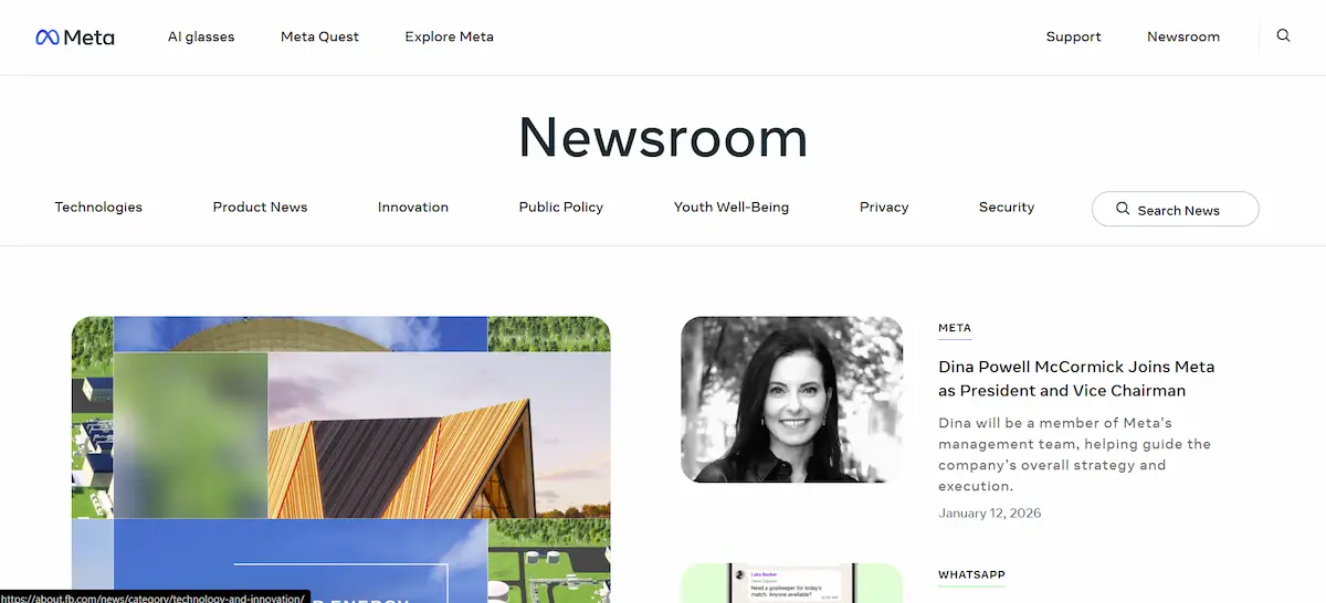 Facebook Newsroom — Meta's Facebook Newsroom built on WordPress